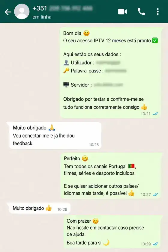 Reseña de cliente por WhatsApp sobre IPTV Fútbol España